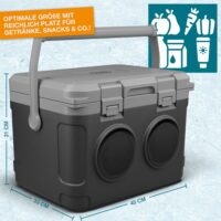 Tragbare 3-in-1 Musikkühlbox mit Bluetooth, 21 Liter, stylisch für Events.
