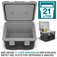 Tragbare 3-in-1 Musikkühlbox mit Bluetooth, 21 Liter, stylisch für Events.