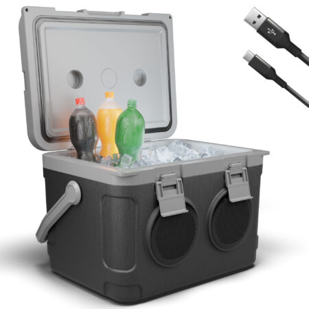 Tragbare 3-in-1 Musikkühlbox mit Bluetooth, 21 Liter, stylisch für Events.