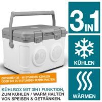 Kühlbox mit Lautsprecher, 21 Liter, stylisches Design, ideal für Musikliebhaber.
