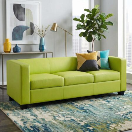 3-Sitzer Loungesofa aus Kunstleder hellgrün