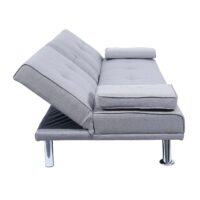 3-Sitzer Schlafsofa Gästebett mit Tassenhalter Textil hellgrau