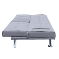3-Sitzer Schlafsofa Gästebett mit Tassenhalter Textil hellgrau