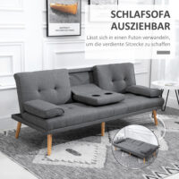 3-Sitzer Sofa Gästebett mit Becherhalter Dunkelgrau - Sofa mit Becherhalter und Gästebettfunktion, Dunkelgrau.
