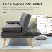 3-Sitzer Sofa Gästebett mit Becherhalter Dunkelgrau - Sofa mit Becherhalter und Gästebettfunktion, Dunkelgrau.