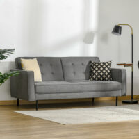 3-Sitzer Sofa Gästebett Bettsofa Vintage Design Grau - Vintage-inspiriertes Sofa mit Bettfunktion für Gäste.