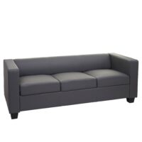 3-Sitzer Sofa Couch aus Kunstleder dunkelgrau
