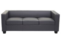 3-Sitzer Sofa Couch aus Kunstleder dunkelgrau
