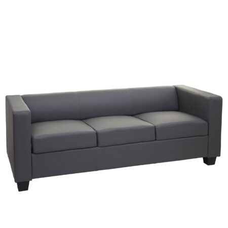 3-Sitzer Sofa Couch aus Kunstleder dunkelgrau