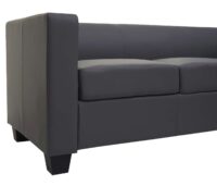 3-Sitzer Sofa Couch aus Kunstleder dunkelgrau