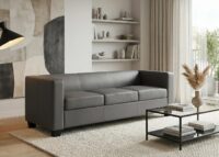 3-Sitzer Sofa Couch aus Kunstleder dunkelgrau