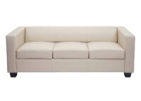 3-Sitzer Sofa Couch aus Leder Loungesofa creme