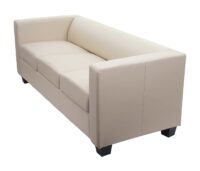 3-Sitzer Sofa Couch aus Leder Loungesofa creme
