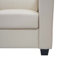 3-Sitzer Sofa Couch aus Leder Loungesofa creme