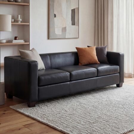 3-Sitzer Sofa aus Leder schwarz