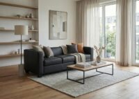 3-Sitzer Sofa aus Leder schwarz