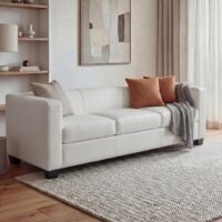 3-Sitzer Sofa Couch Loungesofa aus Kunstleder weiss