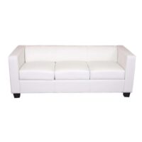 3-Sitzer Sofa Couch Loungesofa aus Kunstleder weiss