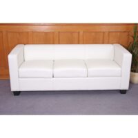 3-Sitzer Sofa Couch Loungesofa aus Kunstleder weiss