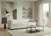 3-Sitzer Sofa Couch Loungesofa aus Kunstleder weiss