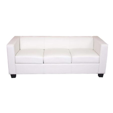 3-Sitzer Sofa Couch Loungesofa aus Kunstleder weiss