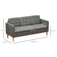 3-Sitzer Sofa mit Stauraum 166.5x62x82cm Grau - Grosszügiges Sofa mit Stauraum für zusätzlichen Platz.