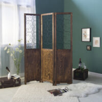 3-teiliger Paravent Raumteiler aus Holz Braun