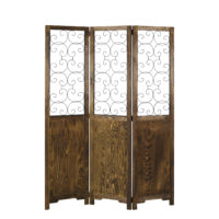 3-teiliger Paravent Raumteiler aus Holz Braun