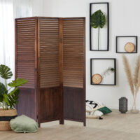 3-teiliger Paravent Raumteiler aus Holz Braun