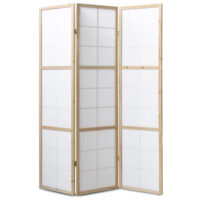 3-teiliger Paravent Raumteiler aus Holz Natur