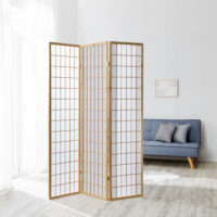 3-teiliger Paravent Raumteiler aus Holz Natur