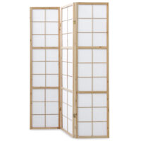 3-teiliger Paravent Raumteiler aus Holz Natur