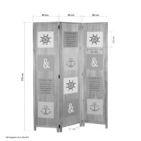 3-teiliger Paravent Raumteiler aus Holz Natur