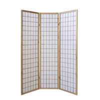 3-teiliger Paravent Raumteiler aus Holz Natur