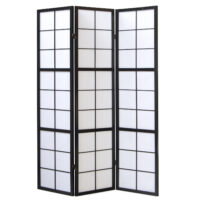 3-teiliger Paravent Raumteiler aus Holz Schwarz