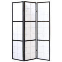 3-teiliger Paravent Raumteiler aus Holz Schwarz