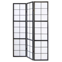 3-teiliger Paravent Raumteiler aus Holz Schwarz