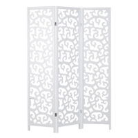 3-teiliger Paravent Raumteiler aus Holz Weiss