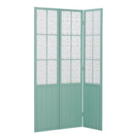 3-teiliger Paravent Raumteiler aus Holz im Landhausstil Türkis