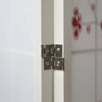 3-teiliger Paravent Raumteiler aus Holz mit Kirschblüten Weiss