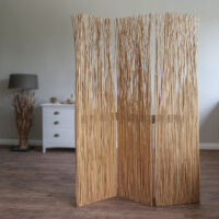 3-teiliger Paravent Raumteiler aus Weidenholz Braun