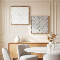 3D Wanddeko geometrisch modern 2er Set für Wohnzimmer Flur weiss