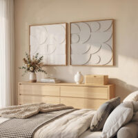 3D Wanddeko geometrisch modern 2er Set für Wohnzimmer Flur weiss