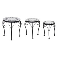 3er-Set Pflanzenständer aus Metall mit Keramikplatte Retro