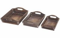 3er Set Serviertablett Holztablett Shabby-Look ~ braun