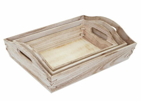 3er Set Serviertablett Holztablett Shabby-Look naturbraun