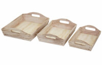 3er Set Serviertablett Holztablett Shabby-Look naturbraun