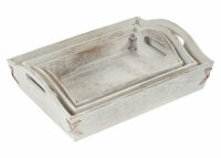 3er Set Serviertablett Holztablett Shabby-Look ~ weiss