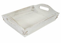 3er Set Serviertablett Holztablett Shabby-Look ~ weiss