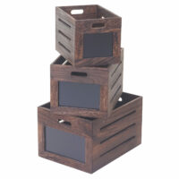 3er Set Shabby-Chic Holzkiste mit Tafel ~ Vintage braun